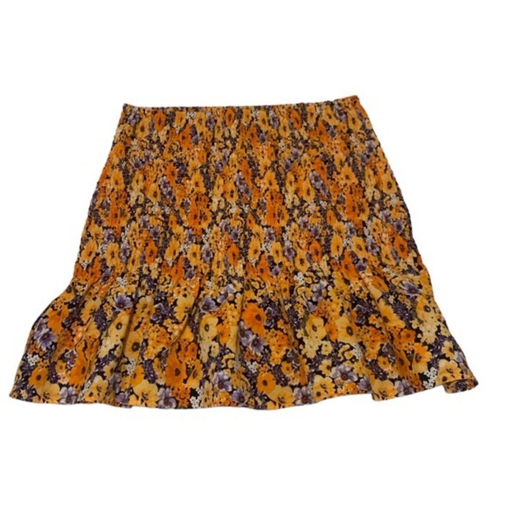Ladies Divided H&M Floral Pleated Ruffled A-Line Trumpet Mini Skirt Size Small
